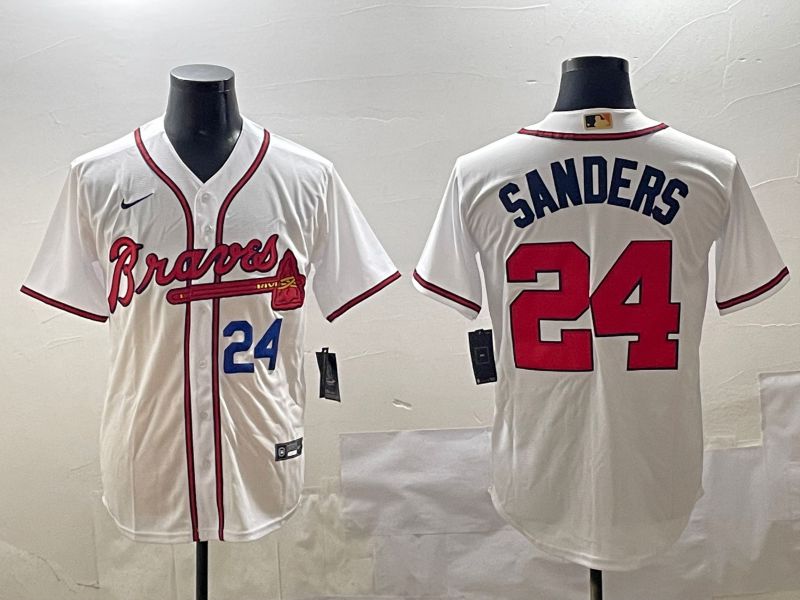 Men Atlanta Braves #24 Sanders White Game 2025 Nike MLB Jersey style 2->atlanta braves->MLB Jersey
